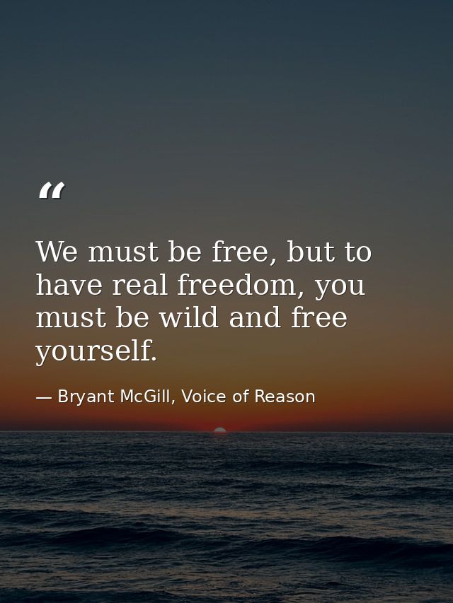 We must be free, but to have real freedom, you must be wild and free yourself. — Bryant McGill, Voice of Reason