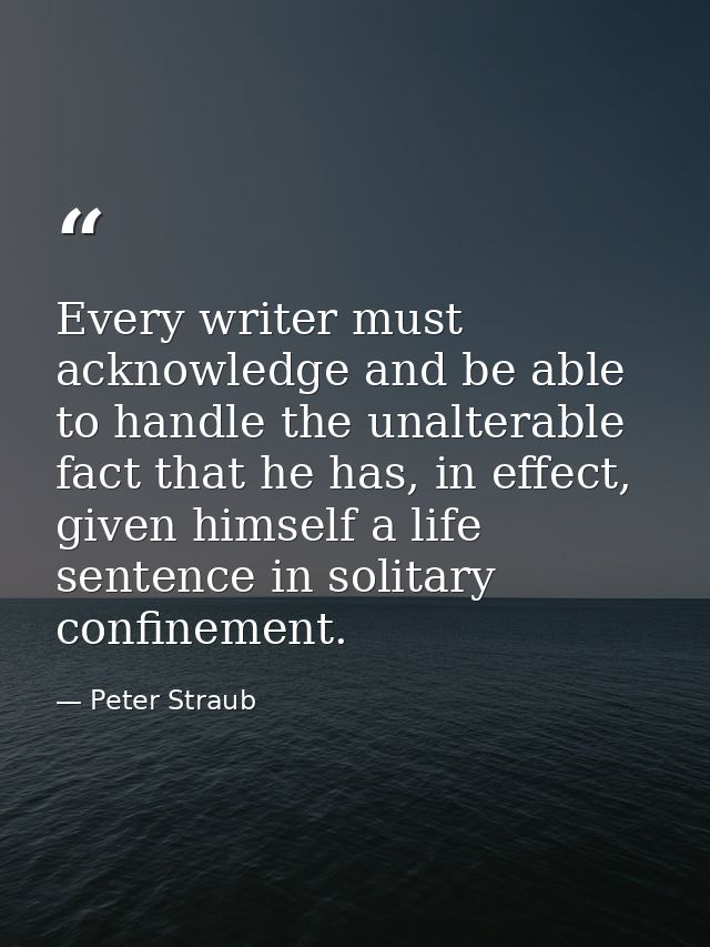 Every writer must acknowledge and be able to handle the unalterable fact that he has, in effect, given himself a life se — Peter Straub