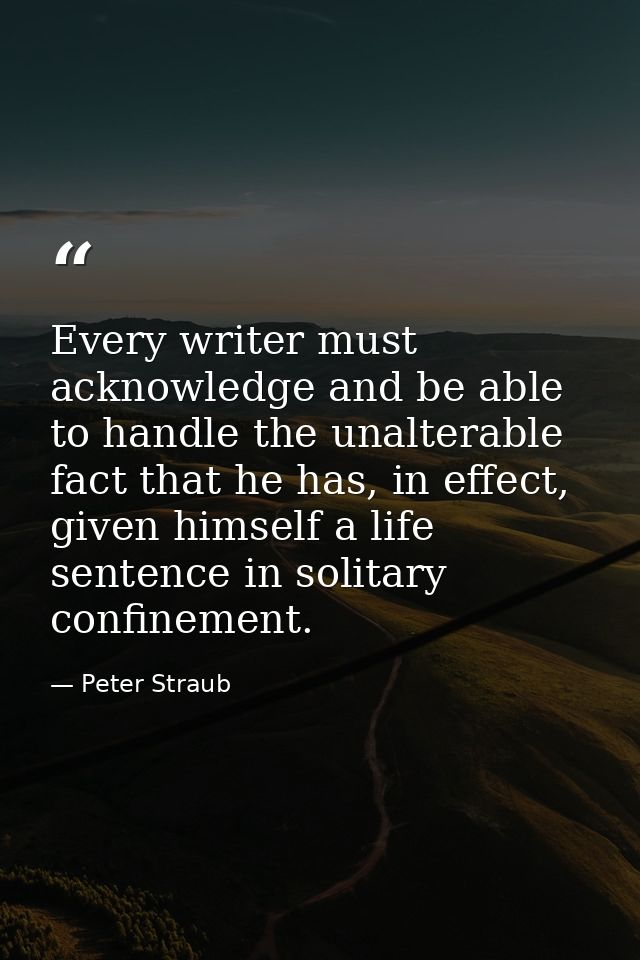 Every writer must acknowledge and be able to handle the unalterable fact that he has, in effect, given himself a life se — Peter Straub