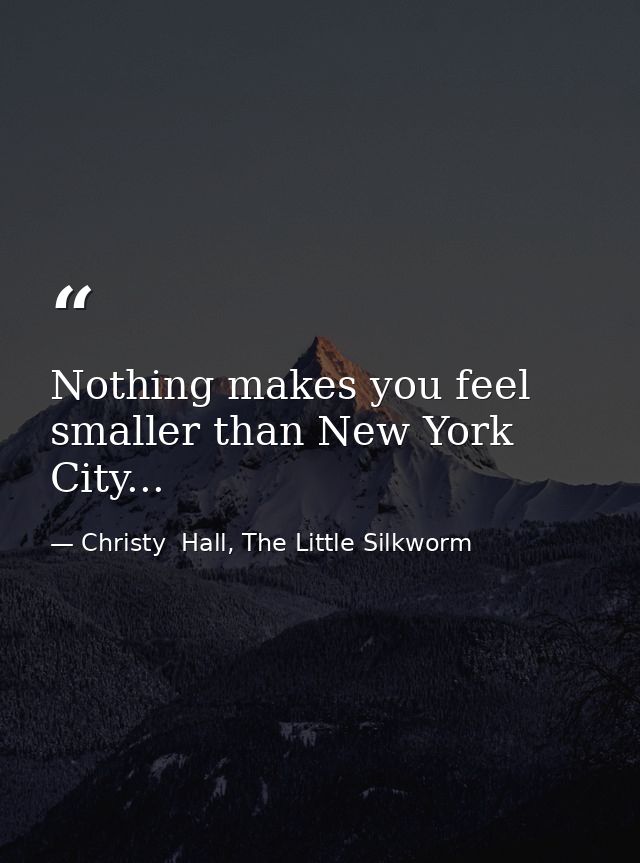 Nothing makes you feel smaller than New York City... — Christy  Hall, The Little Silkworm
