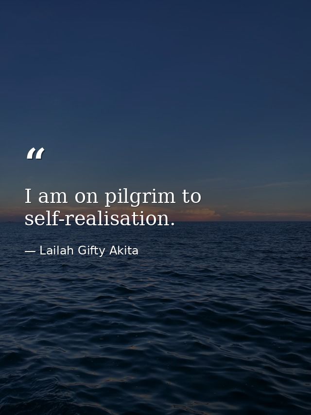 I am on pilgrim to self-realisation. — Lailah Gifty Akita