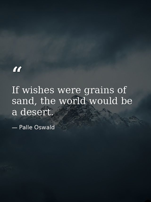If wishes were grains of sand, the world would be a desert. — Palle Oswald