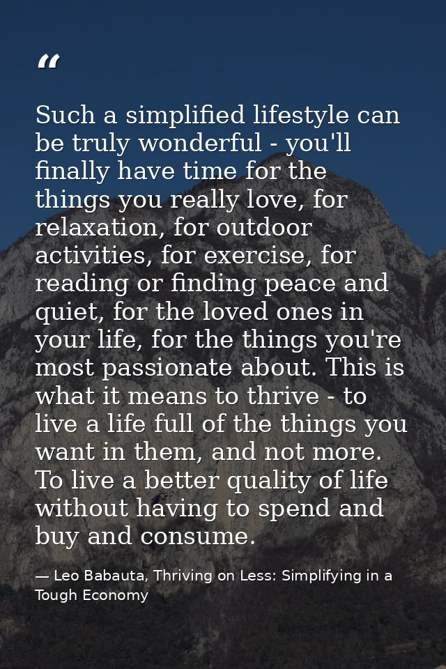 Such a simplified lifestyle can be truly wonderful - you'll finally have time for the things you really love, for relaxa — Leo Babauta, Thriving on Less: Simplifying in a Tough Economy