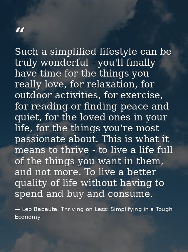 Such a simplified lifestyle can be truly wonderful - you'll finally have time for the things you really love, for relaxa — Leo Babauta, Thriving on Less: Simplifying in a Tough Economy