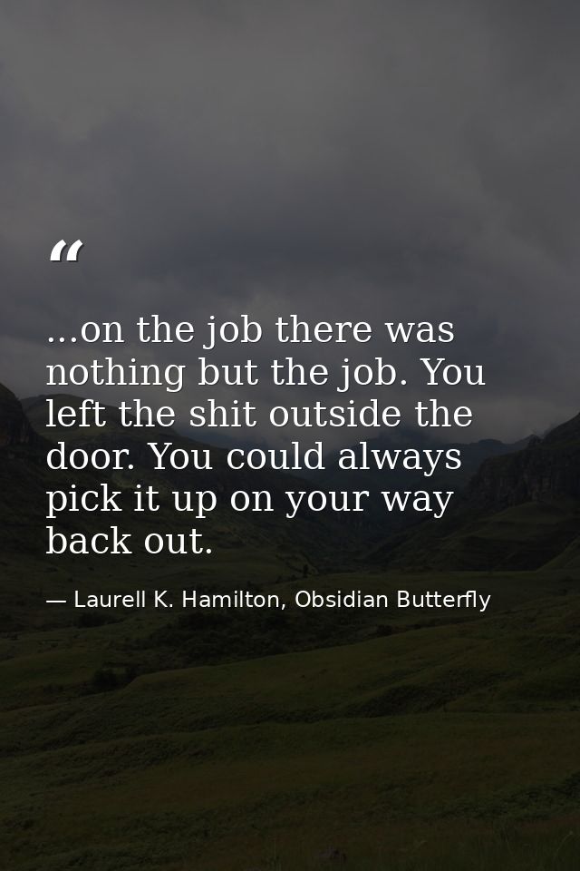 ...on the job there was nothing but the job. You left the shit outside the door. You could always pick it up on your way — Laurell K. Hamilton, Obsidian Butterfly