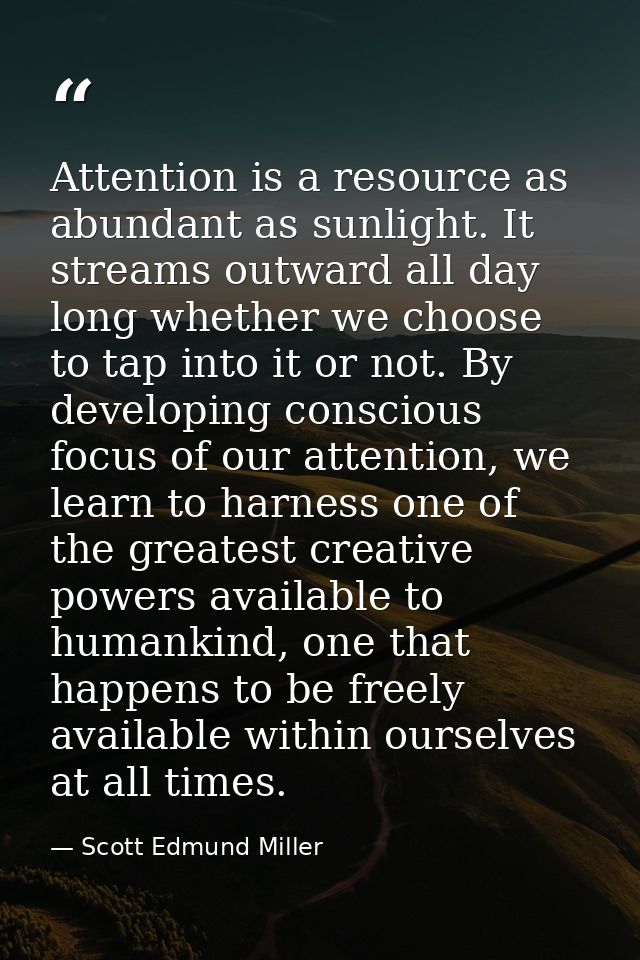 Attention is a resource as abundant as sunlight. It streams outward all day long whether we choose to tap into it or not — Scott Edmund Miller