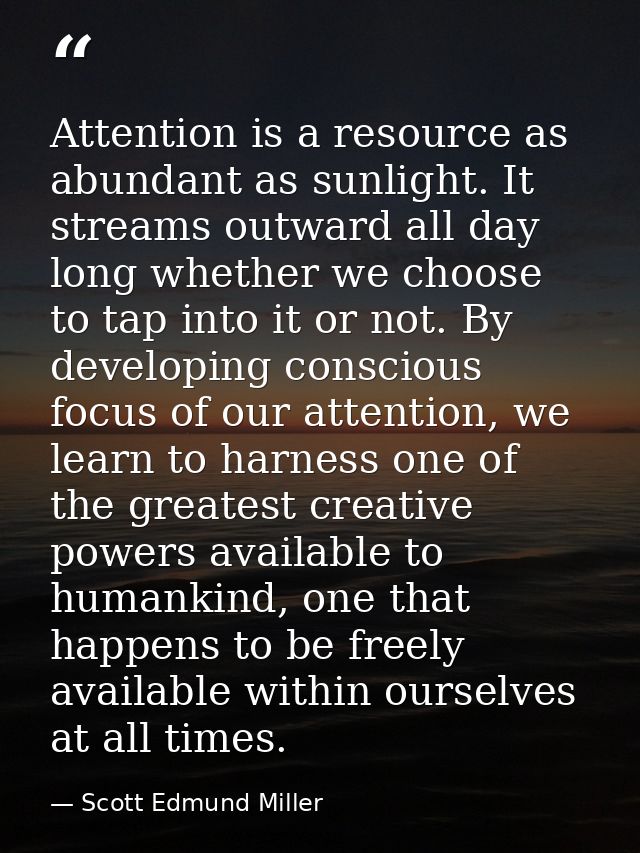 Attention is a resource as abundant as sunlight. It streams outward all day long whether we choose to tap into it or not — Scott Edmund Miller