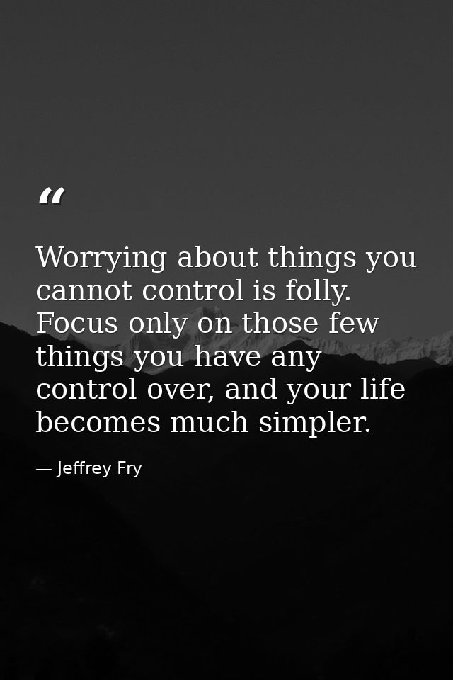 Worrying about things you cannot control is folly. Focus only on those few things you have any control over, and your li — Jeffrey Fry