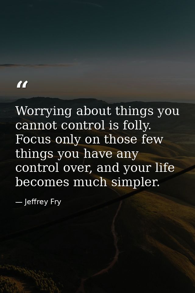 Worrying about things you cannot control is folly. Focus only on those few things you have any control over, and your li — Jeffrey Fry