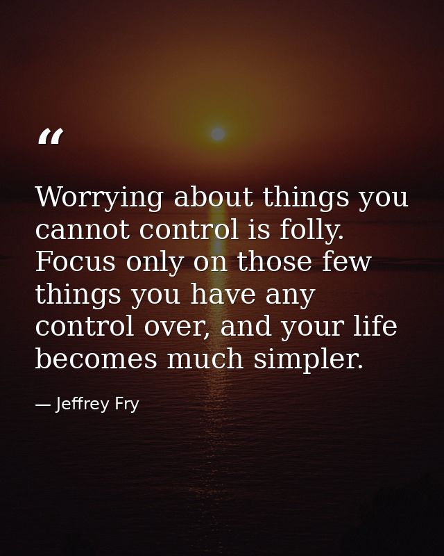 Worrying about things you cannot control is folly. Focus only on those few things you have any control over, and your li — Jeffrey Fry
