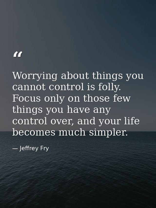 Worrying about things you cannot control is folly. Focus only on those few things you have any control over, and your li — Jeffrey Fry