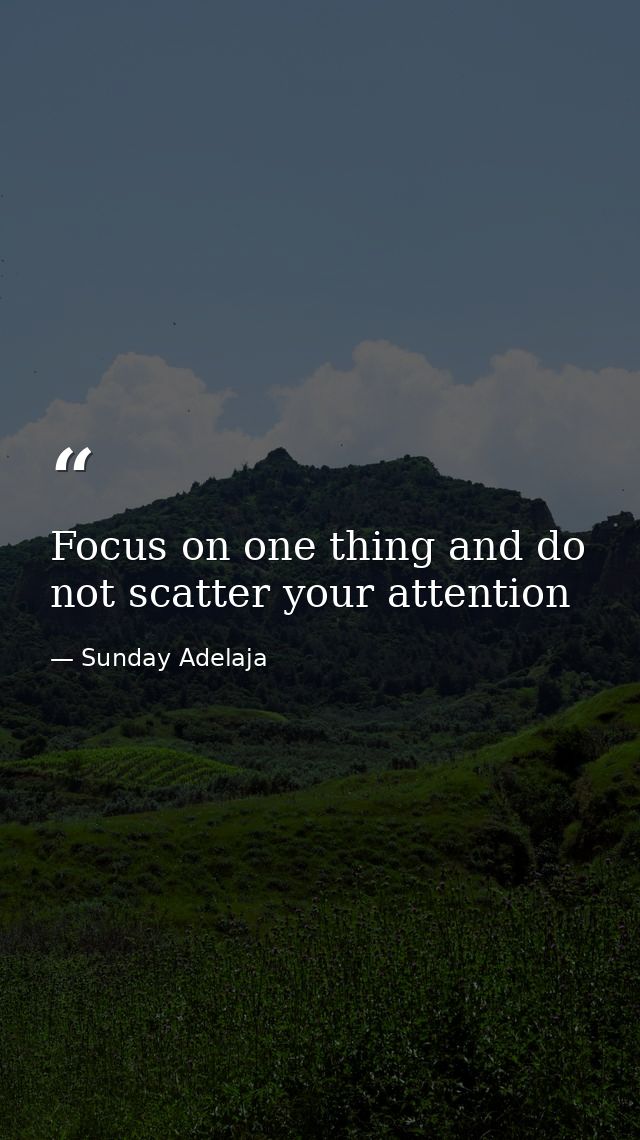 Focus on one thing and do not scatter your attention — Sunday Adelaja
