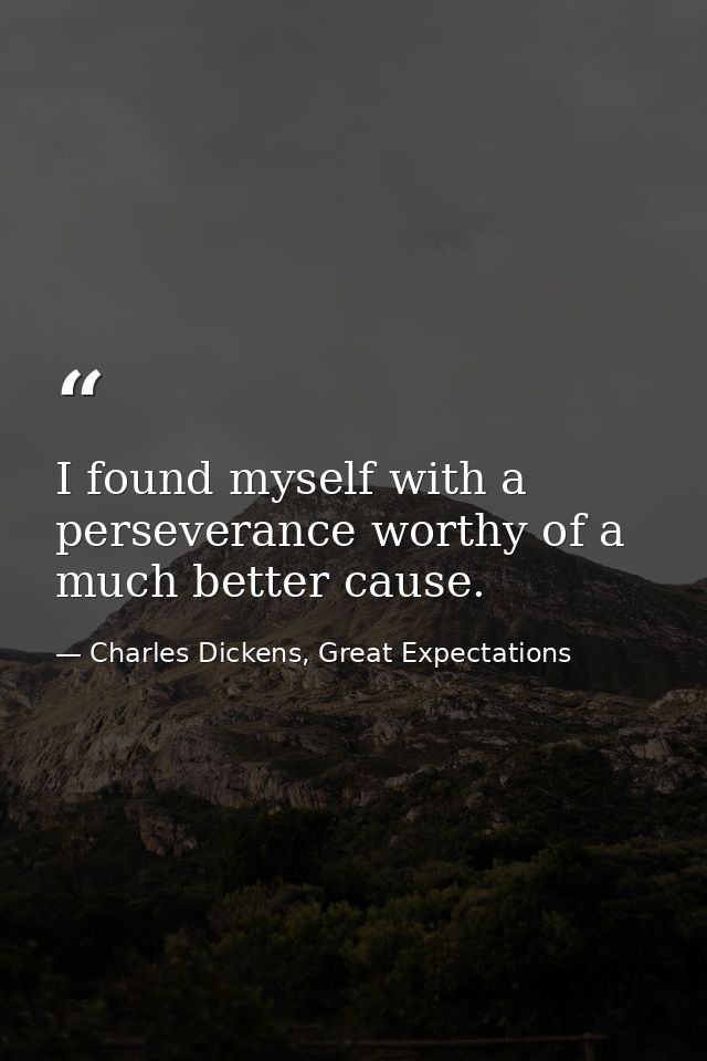 I found myself with a perseverance worthy of a much better cause. — Charles Dickens, Great Expectations