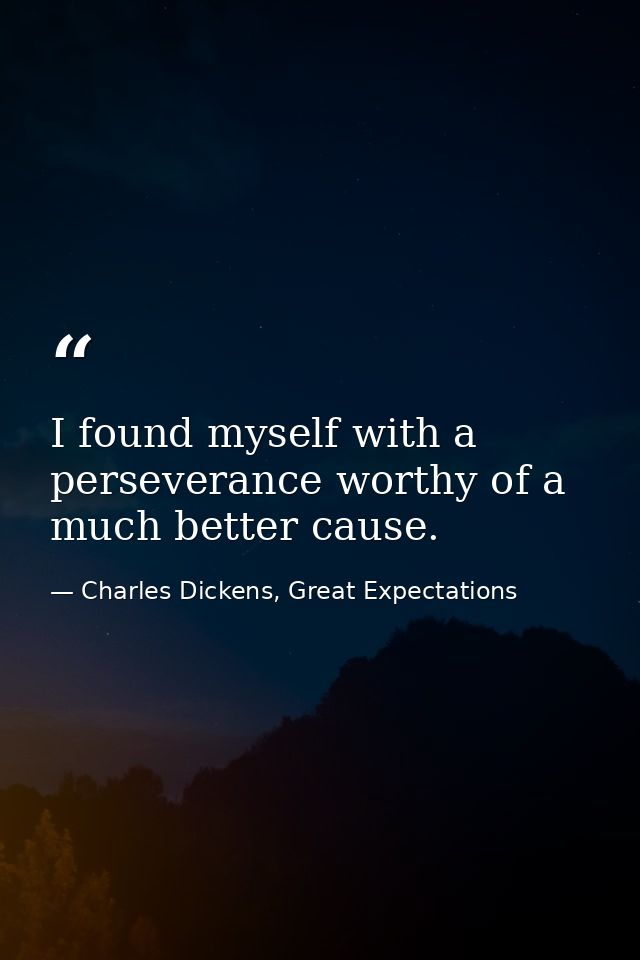 I found myself with a perseverance worthy of a much better cause. — Charles Dickens, Great Expectations
