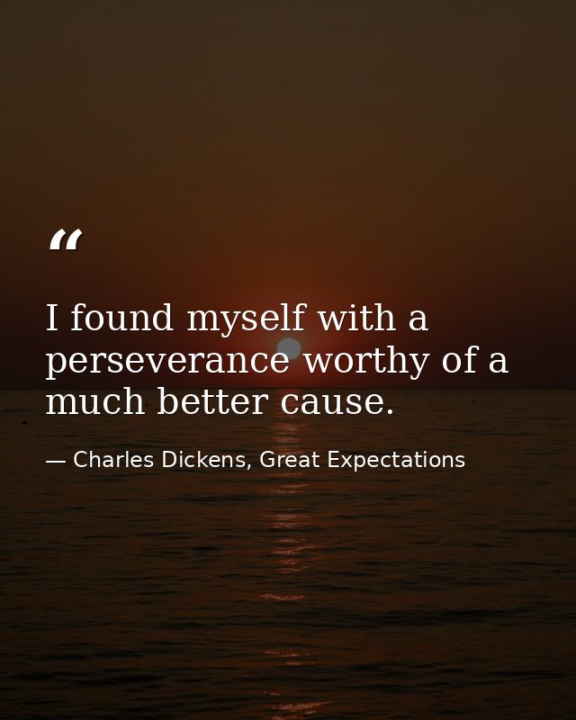 I found myself with a perseverance worthy of a much better cause. — Charles Dickens, Great Expectations