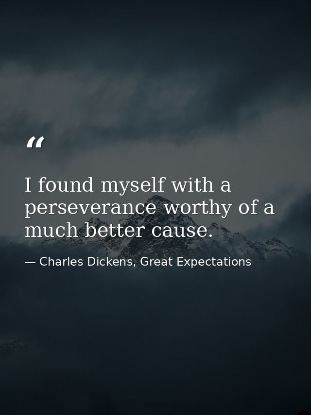 I found myself with a perseverance worthy of a much better cause. — Charles Dickens, Great Expectations