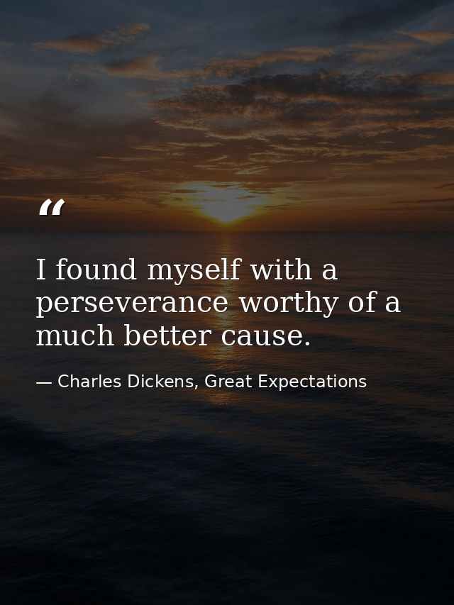 I found myself with a perseverance worthy of a much better cause. — Charles Dickens, Great Expectations