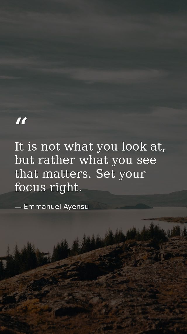 It is not what you look at, but rather what you see that matters. Set your focus right. — Emmanuel Ayensu