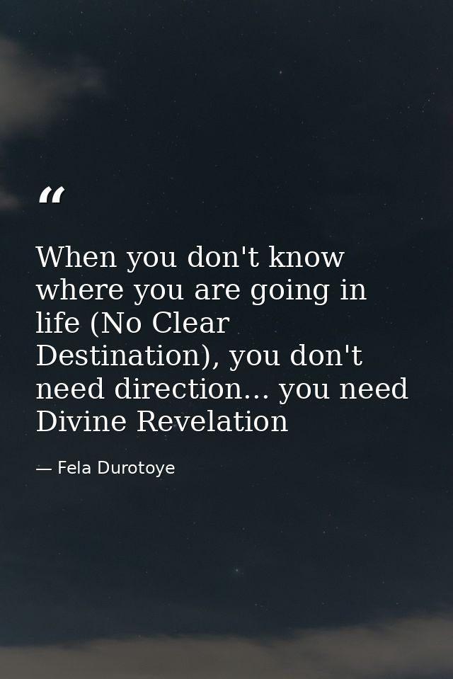 When you don't know where you are going in life (No Clear Destination), you don't need direction... you need Divine Reve — Fela Durotoye
