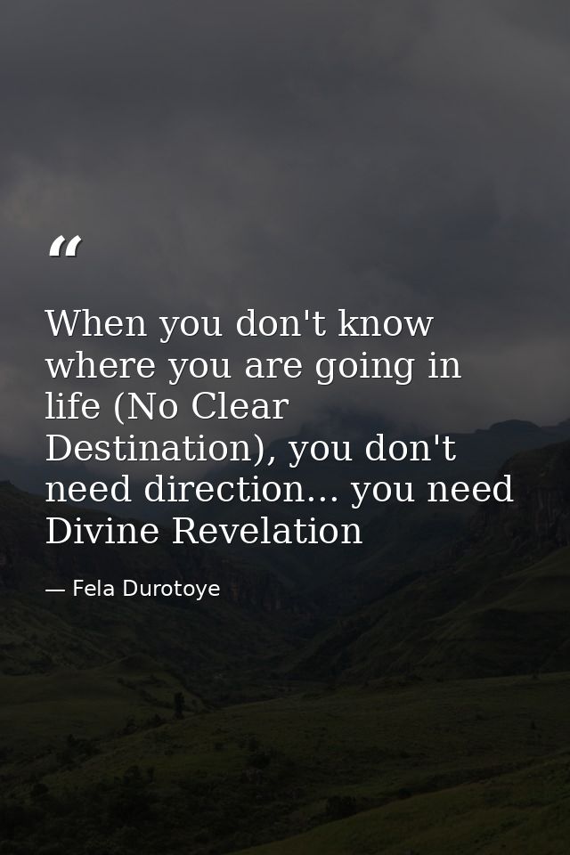 When you don't know where you are going in life (No Clear Destination), you don't need direction... you need Divine Reve — Fela Durotoye