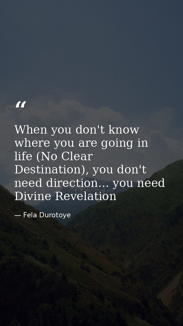 When you don't know where you are going in life (No Clear Destination), you don't need direction... you need Divine Reve — Fela Durotoye