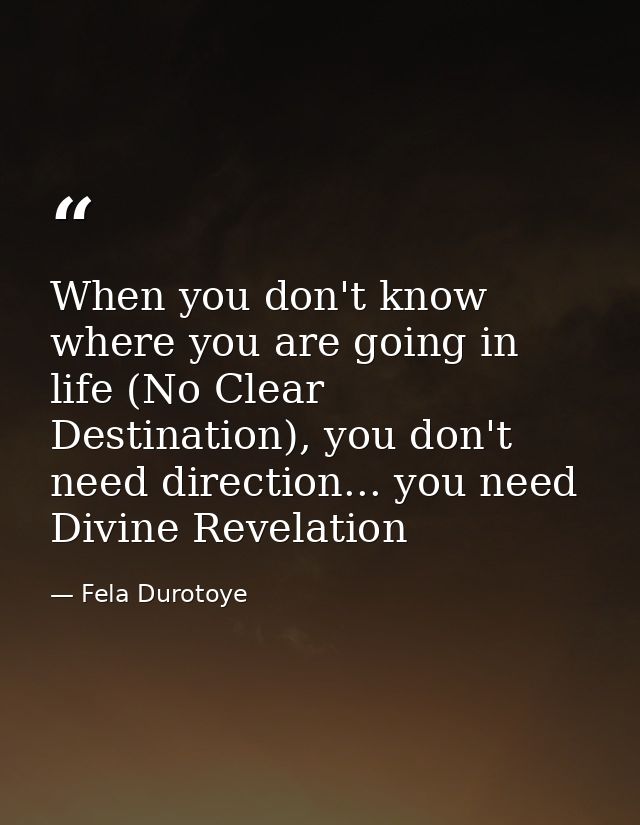 When you don't know where you are going in life (No Clear Destination), you don't need direction... you need Divine Reve — Fela Durotoye
