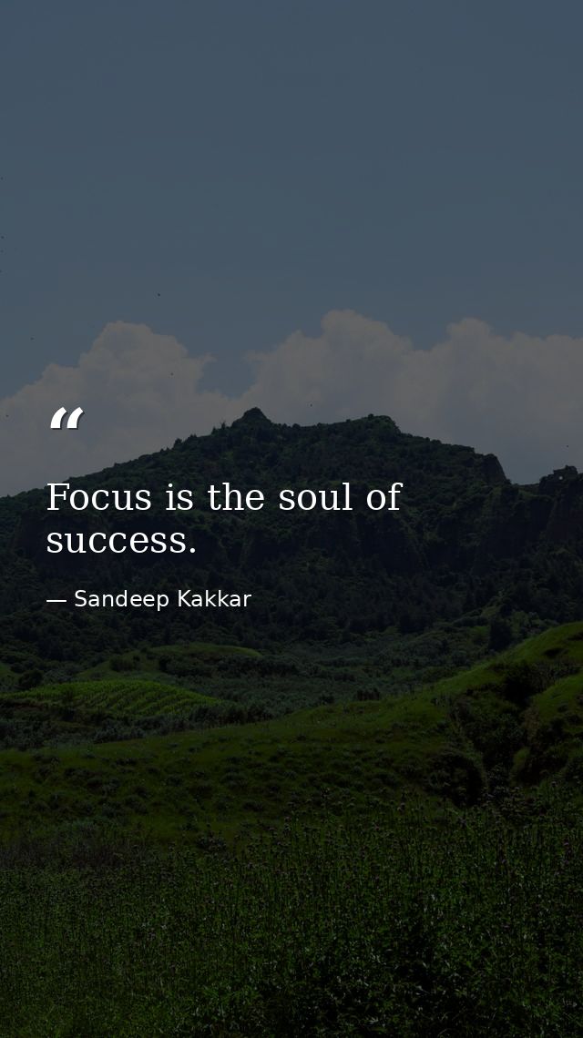 Focus is the soul of success. — Sandeep Kakkar