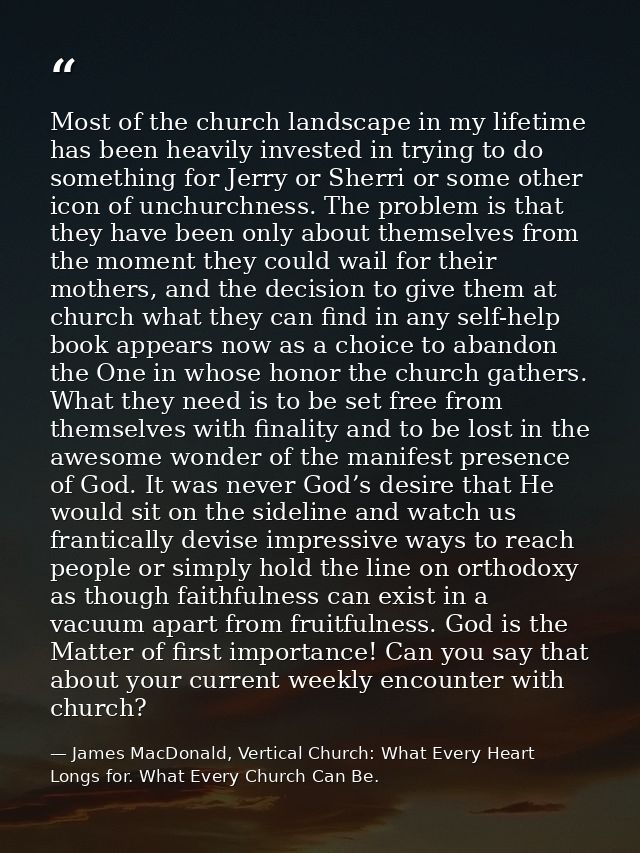 Most of the church landscape in my lifetime has been heavily invested in trying to do something for Jerry or Sherri or s — James MacDonald, Vertical Church: What Every Heart Longs for. What Every Church Can Be.