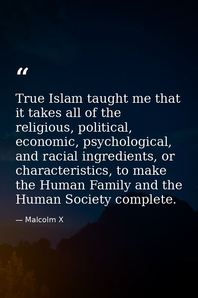 True Islam taught me that it takes all of the religious, political, economic, psychological, and racial ingredients, or  — Malcolm X