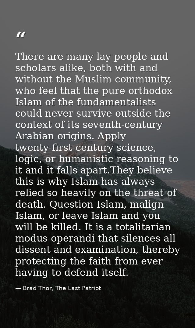 There are many lay people and scholars alike, both with and without the Muslim community, who feel that the pure orthodo — Brad Thor, The Last Patriot