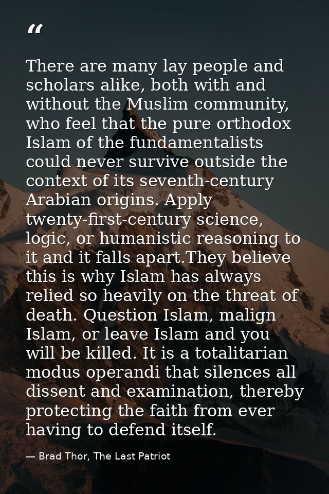 There are many lay people and scholars alike, both with and without the Muslim community, who feel that the pure orthodo — Brad Thor, The Last Patriot