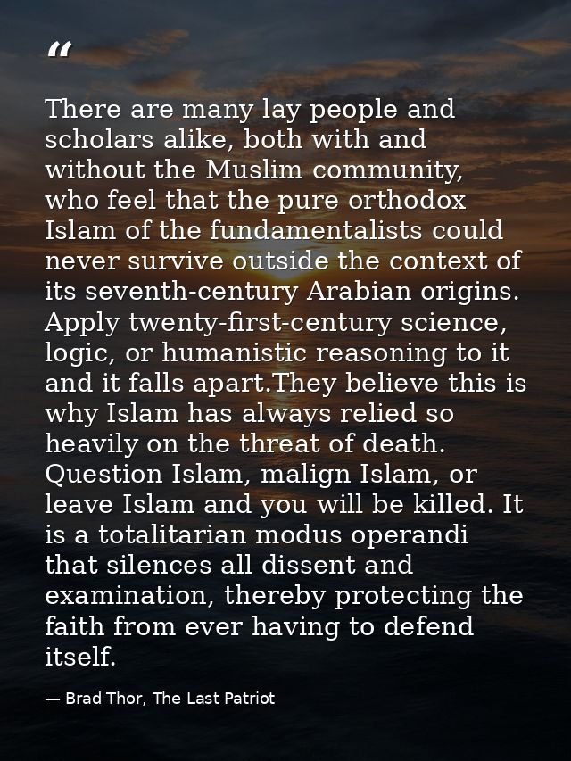 There are many lay people and scholars alike, both with and without the Muslim community, who feel that the pure orthodo — Brad Thor, The Last Patriot