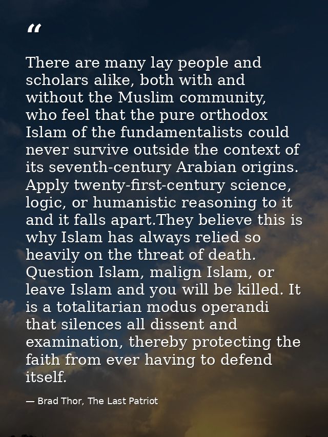 There are many lay people and scholars alike, both with and without the Muslim community, who feel that the pure orthodo — Brad Thor, The Last Patriot