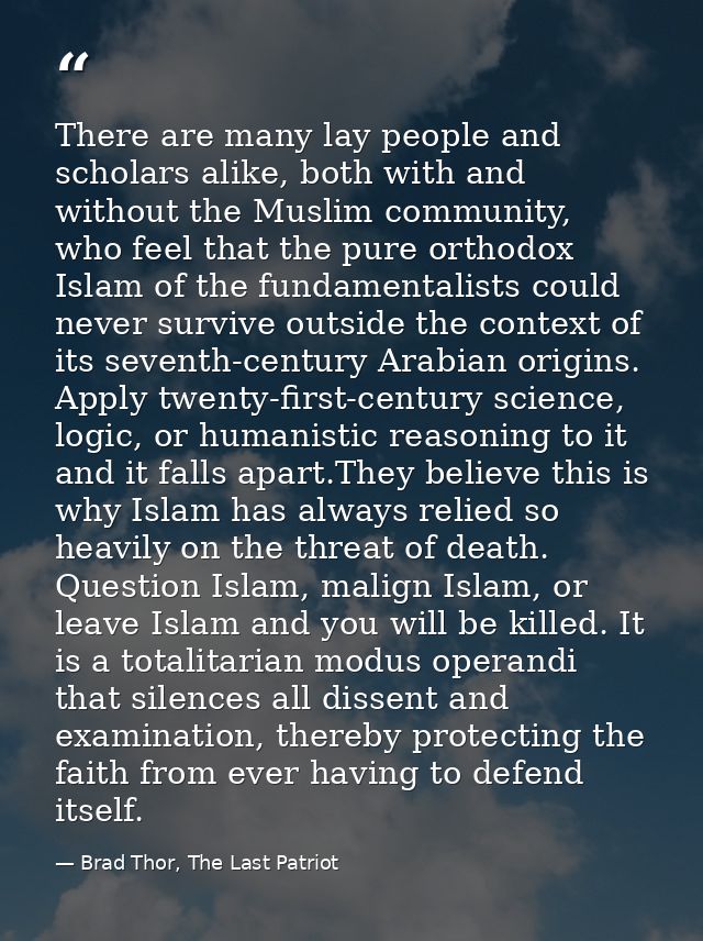 There are many lay people and scholars alike, both with and without the Muslim community, who feel that the pure orthodo — Brad Thor, The Last Patriot