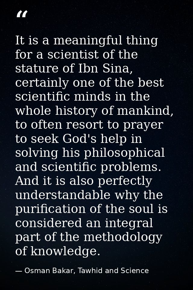 It is a meaningful thing for a scientist of the stature of Ibn Sina, certainly one of the best scientific minds in the w — Osman Bakar, Tawhid and Science