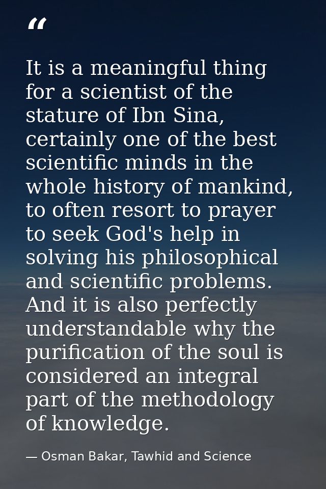 It is a meaningful thing for a scientist of the stature of Ibn Sina, certainly one of the best scientific minds in the w — Osman Bakar, Tawhid and Science