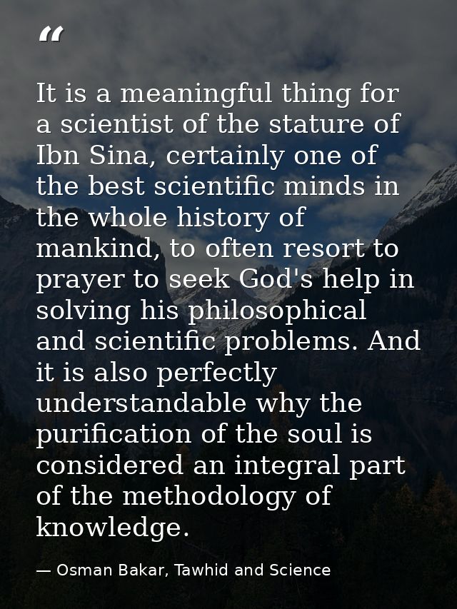 It is a meaningful thing for a scientist of the stature of Ibn Sina, certainly one of the best scientific minds in the w — Osman Bakar, Tawhid and Science