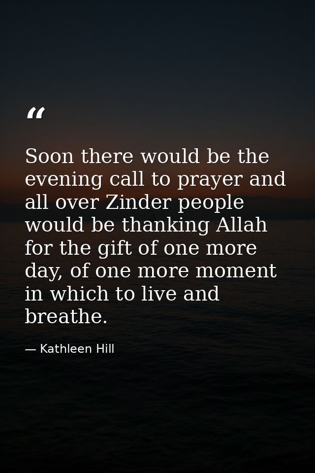 Soon there would be the evening call to prayer and all over Zinder people would be thanking Allah for the gift of one mo — Kathleen Hill