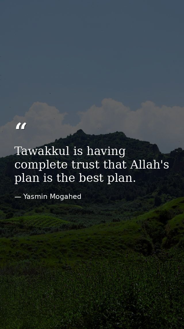 Tawakkul is having complete trust that Allah's plan is the best plan. — Yasmin Mogahed