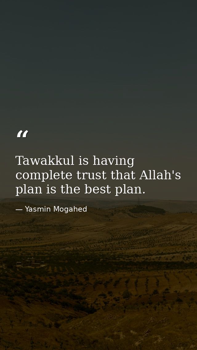Tawakkul is having complete trust that Allah's plan is the best plan. — Yasmin Mogahed
