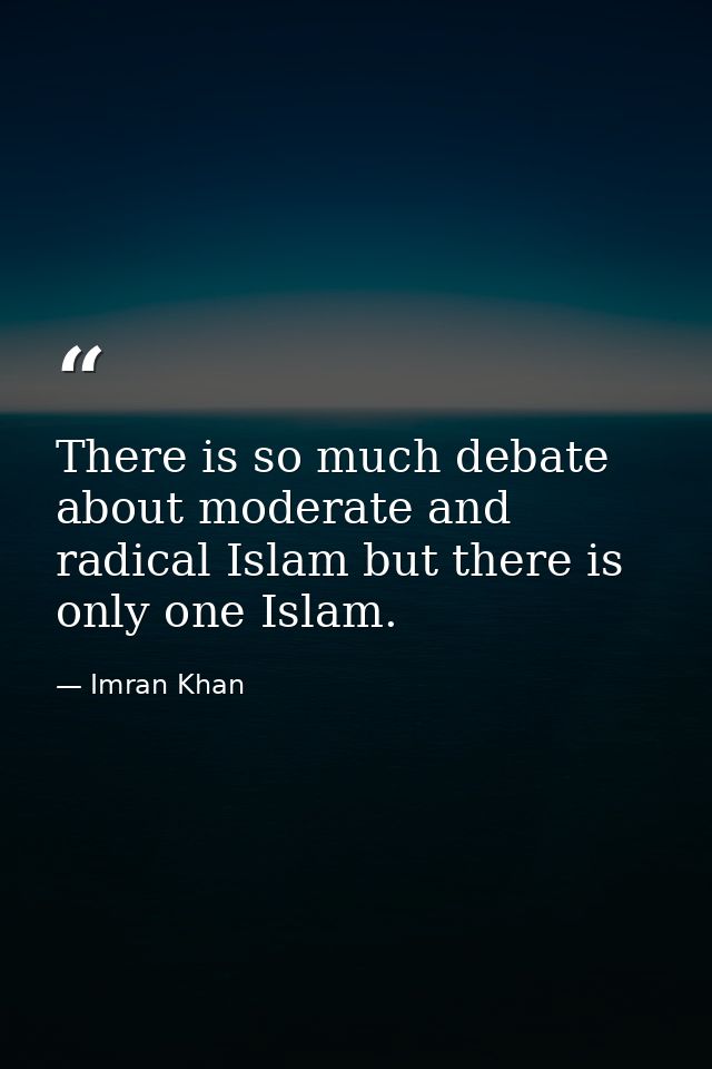 There is so much debate about moderate and radical Islam but there is only one Islam. — Imran Khan
