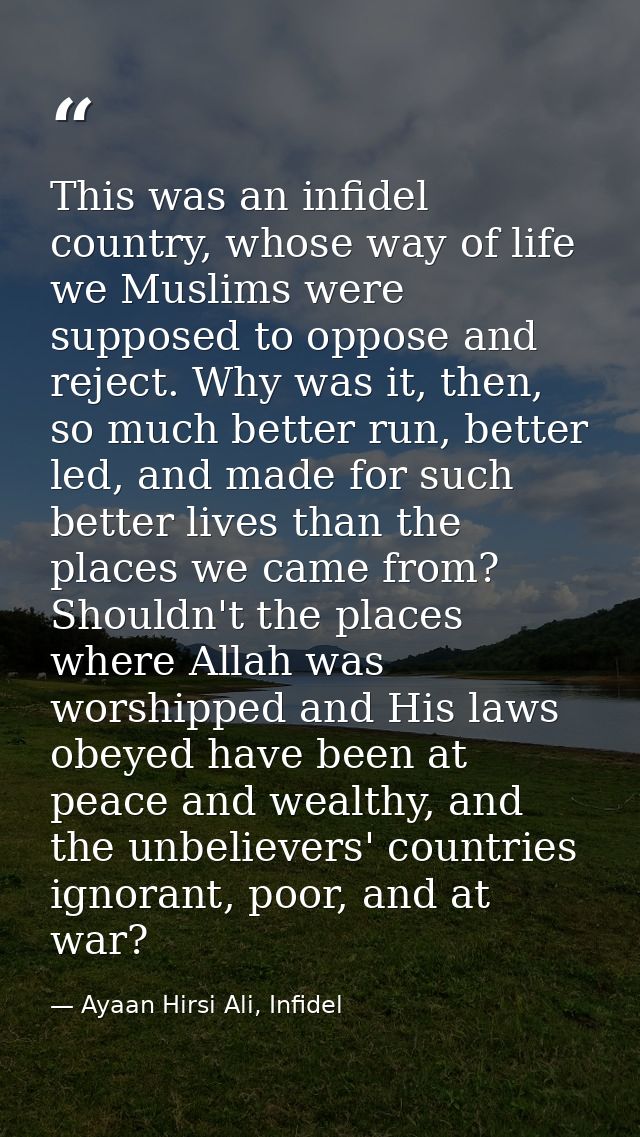 This was an infidel country, whose way of life we Muslims were supposed to oppose and reject. Why was it, then, so much  — Ayaan Hirsi Ali, Infidel