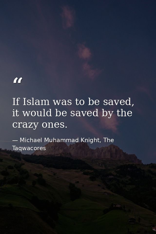 If Islam was to be saved, it would be saved by the crazy ones. — Michael Muhammad Knight, The Taqwacores