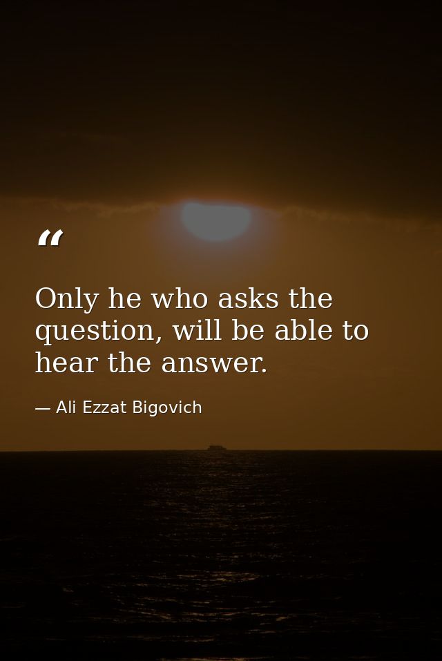 Only he who asks the question, will be able to hear the answer. — Ali Ezzat Bigovich