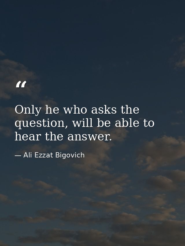 Only he who asks the question, will be able to hear the answer. — Ali Ezzat Bigovich