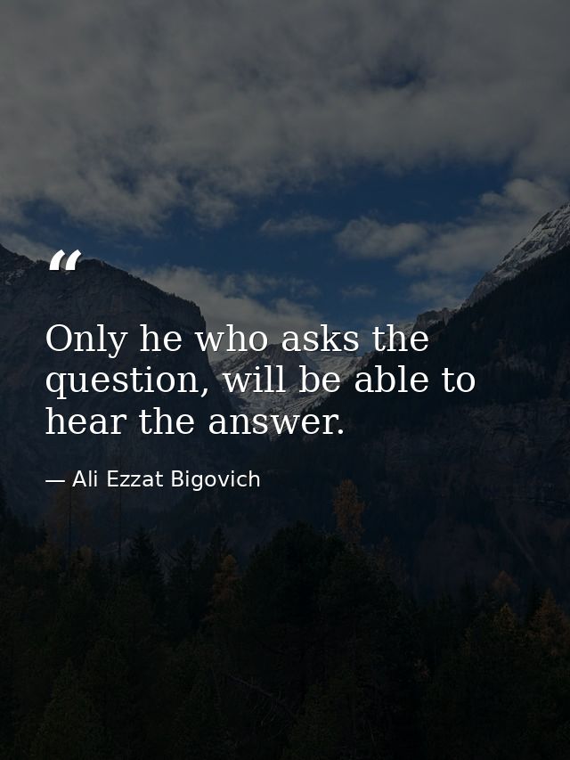 Only he who asks the question, will be able to hear the answer. — Ali Ezzat Bigovich