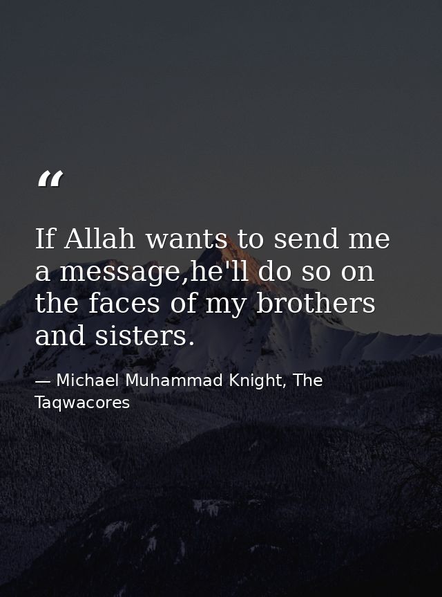 If Allah wants to send me a message,he'll do so on the faces of my brothers and sisters. — Michael Muhammad Knight, The Taqwacores