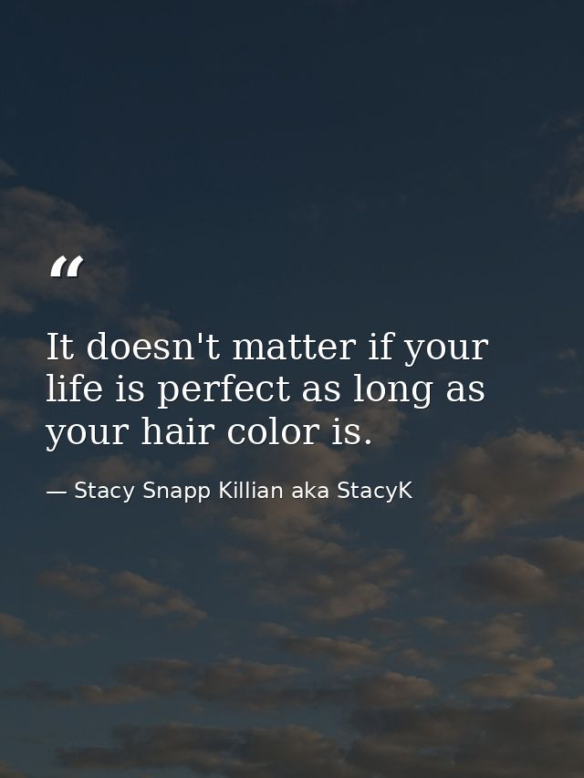 It doesn't matter if your life is perfect as long as your hair color is. — Stacy Snapp Killian aka StacyK