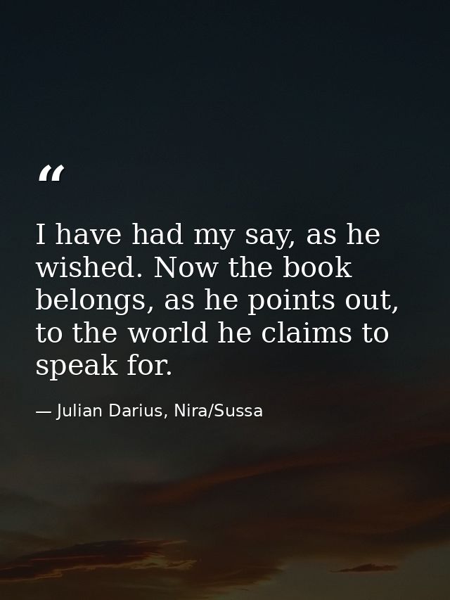 I have had my say, as he wished. Now the book belongs, as he points out, to the world he claims to speak for. — Julian Darius, Nira/Sussa