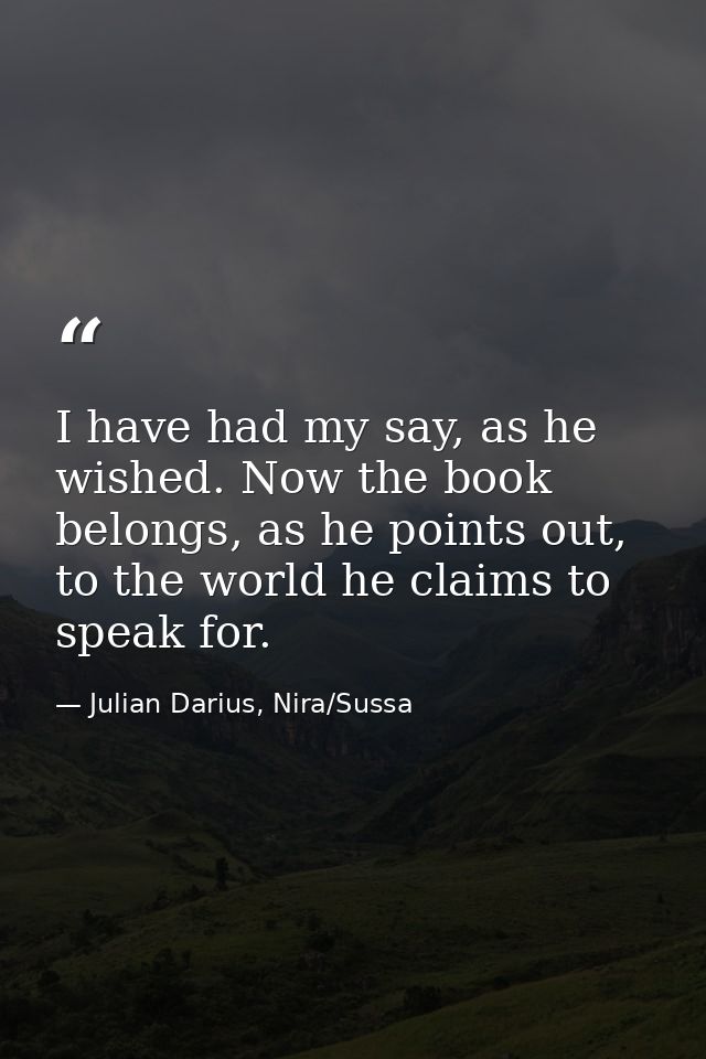 I have had my say, as he wished. Now the book belongs, as he points out, to the world he claims to speak for. — Julian Darius, Nira/Sussa